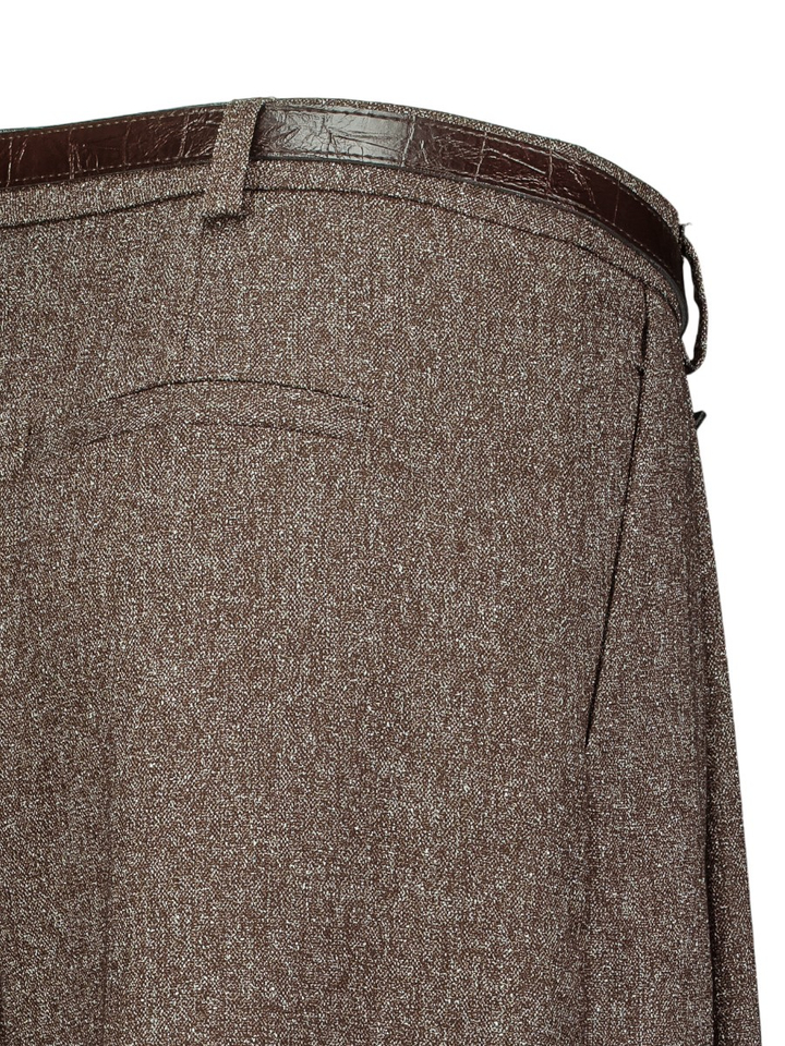 Bruine wijde broek met bandplooi Imperial