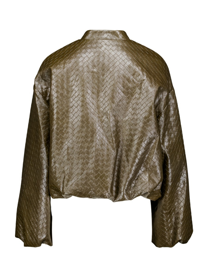 Bruine jas in imitatieleer met pofmouwen Imperial 