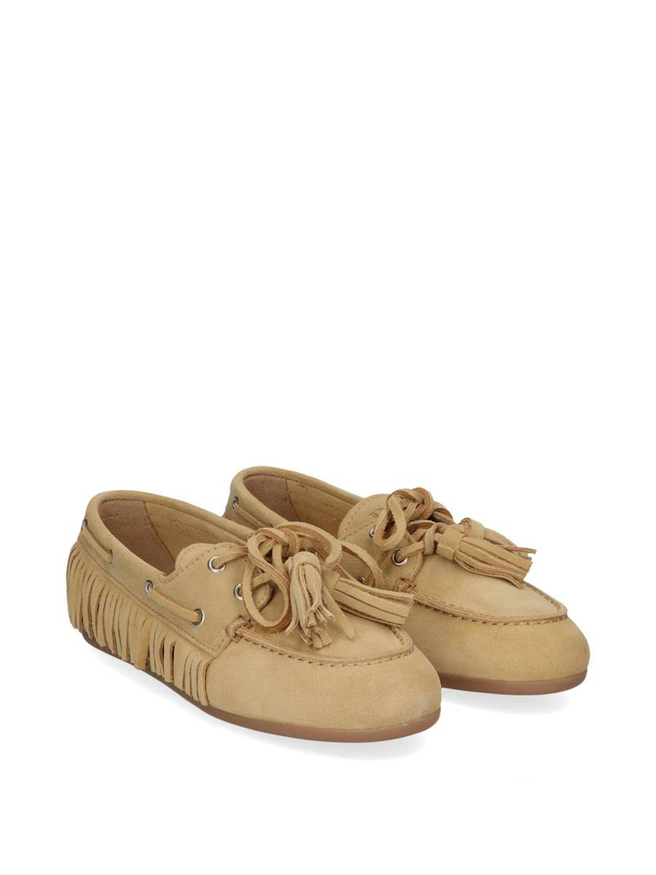 Beige boat loafers met franjes Posa 