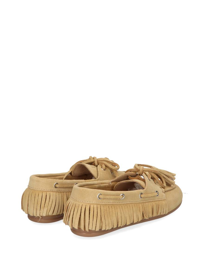Beige boat loafers met franjes Posa 