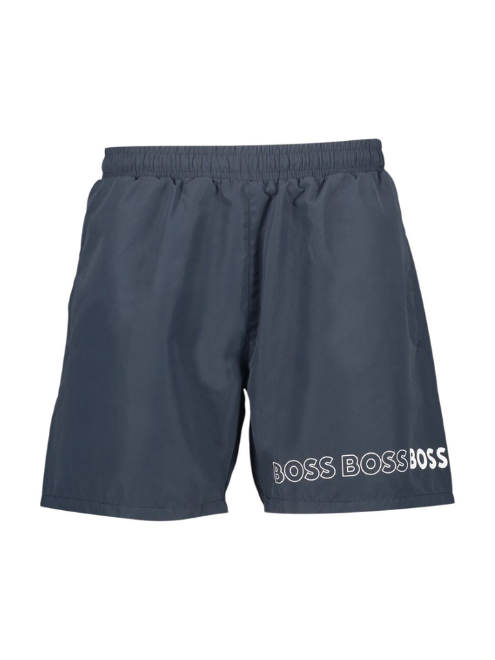 Donkerblauwe zwemshort met zakken en wit merklogo Dolphin Boss