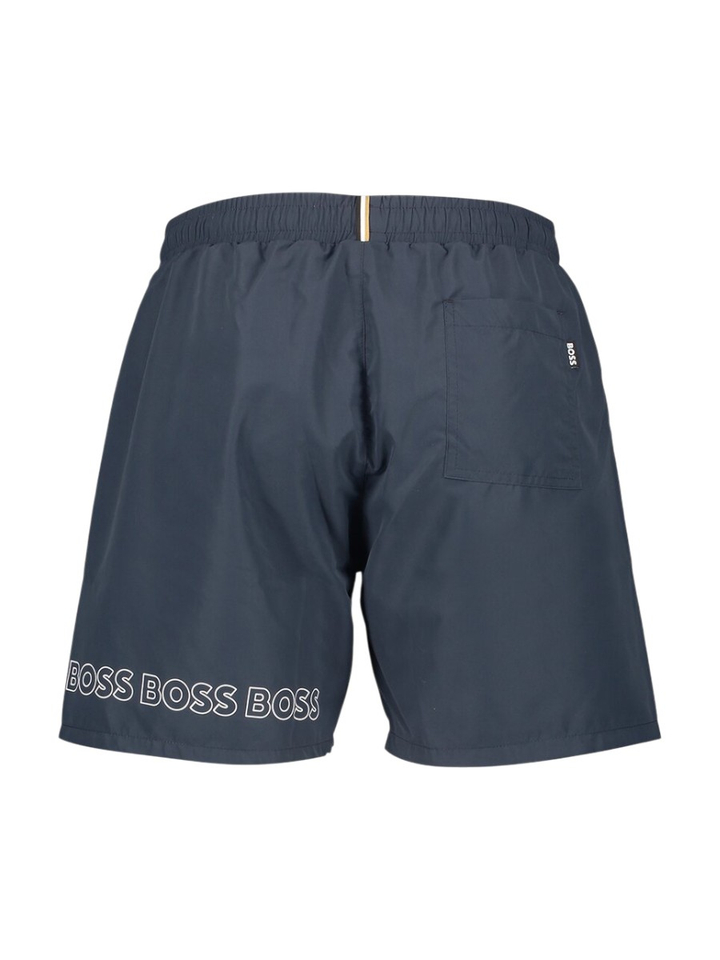 Donkerblauwe zwemshort met zakken en wit merklogo Dolphin Boss