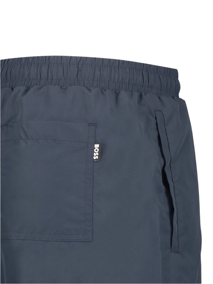 Donkerblauwe zwemshort met zakken en wit merklogo Dolphin Boss