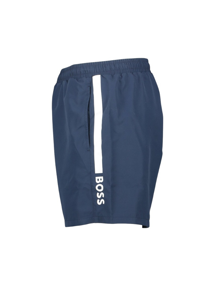 Donkerblauwe zwemshort met zakken en wit merklogo Dolphin Boss