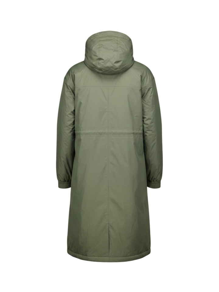 Kaki groene lange jas met capuchon Delia Warm K-way
