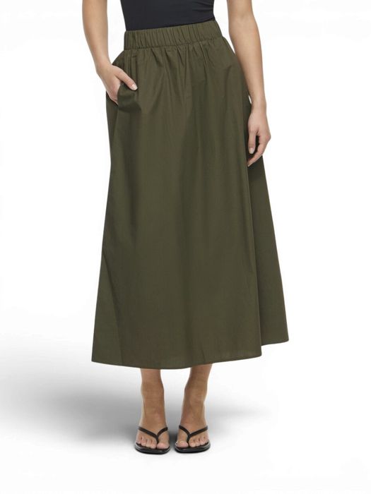 Kaki groene halflange rok met elastiek Visophie Vila