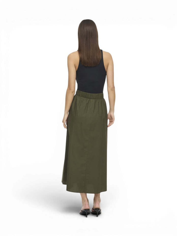 Kaki groene halflange rok met elastiek Visophie Vila