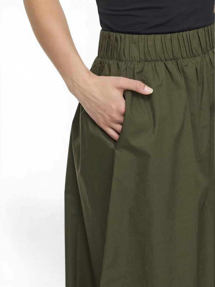 Kaki groene halflange rok met elastiek Visophie Vila