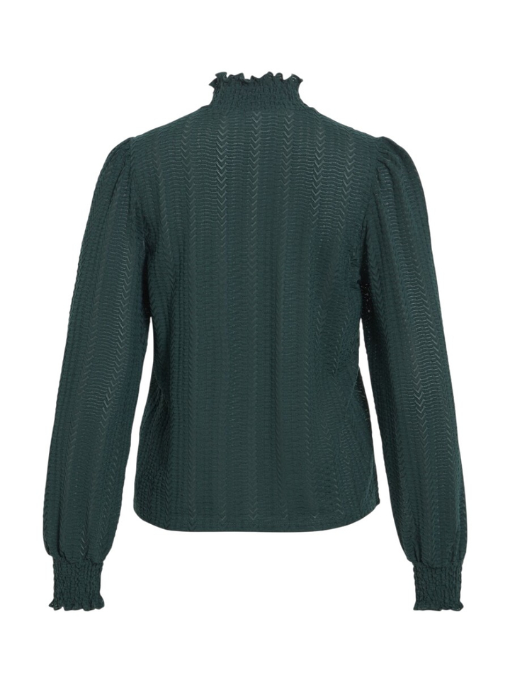 Groene T-shirt met structuur en opstaande kraag Vilyri Vila