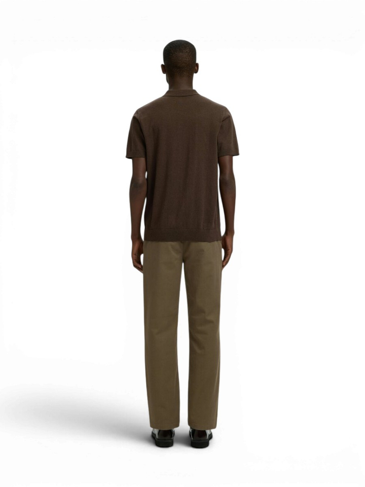 Donkerbruine katoenen polo Selected 