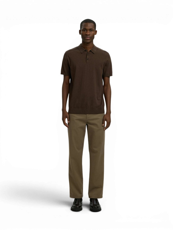 Donkerbruine katoenen polo Selected 