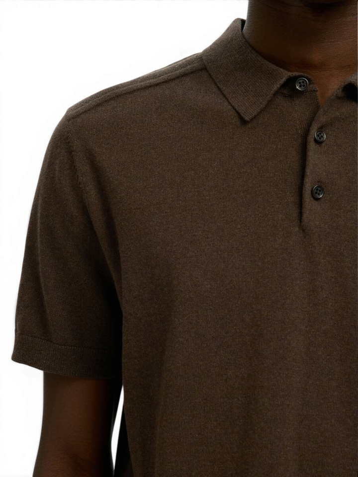 Donkerbruine katoenen polo Selected 