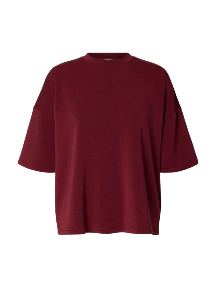 Bordeaux comfortabele oversized T-shirt Selected