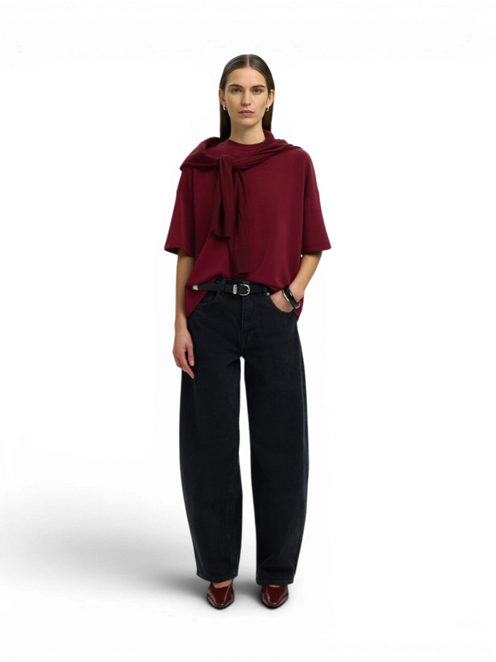 Bordeaux comfortabele oversized T-shirt Selected
