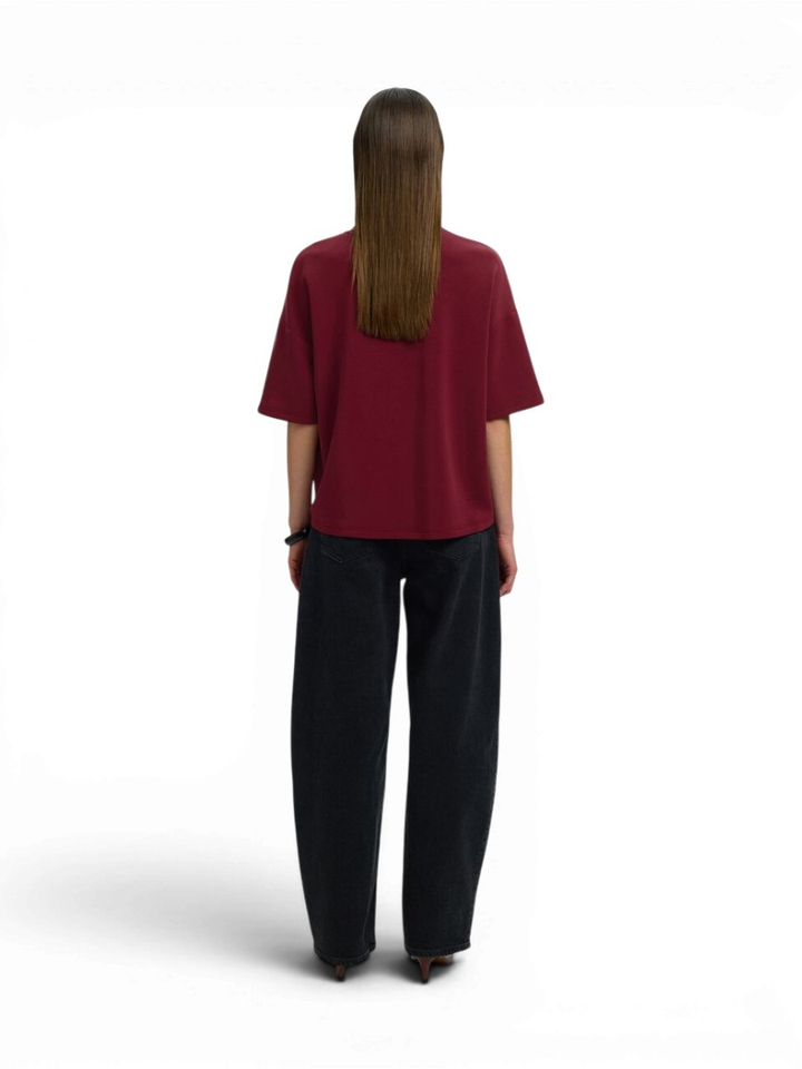 Bordeaux comfortabele oversized T-shirt Selected