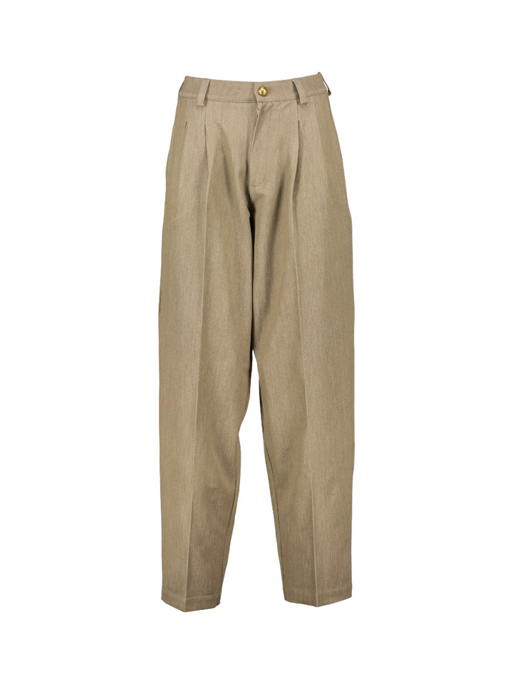Beige wijde broek met bandplooi Coco AVDW