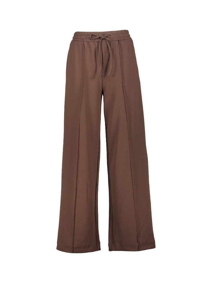 Bruine comfortabele broek met elastiek hoge taille Vila
