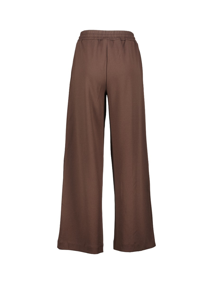 Bruine comfortabele broek met elastiek hoge taille Vila
