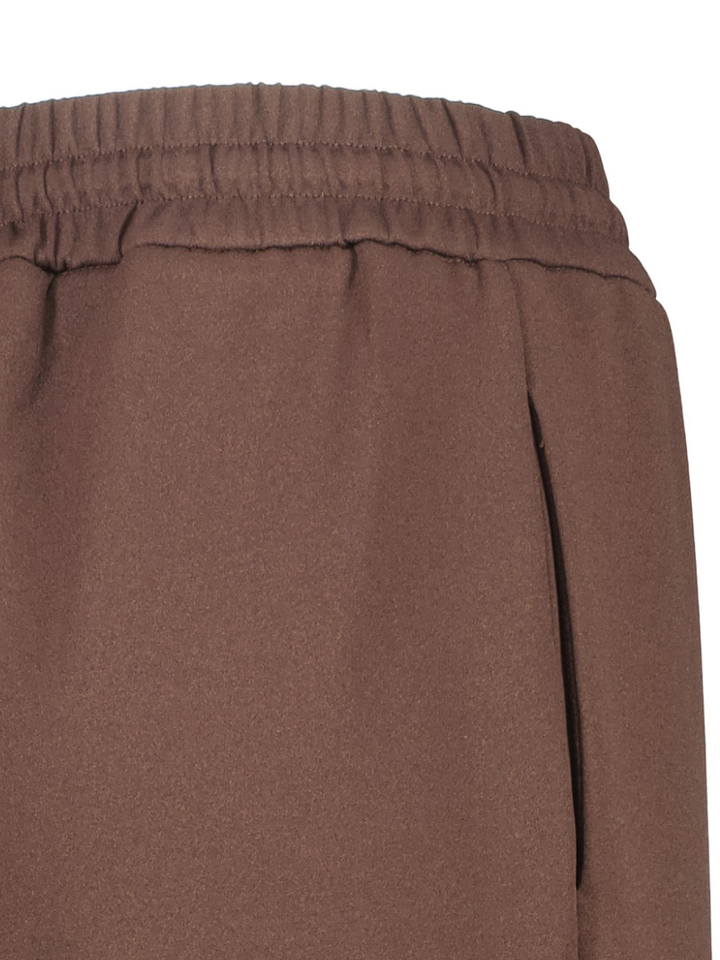 Bruine comfortabele broek met elastiek hoge taille Vila