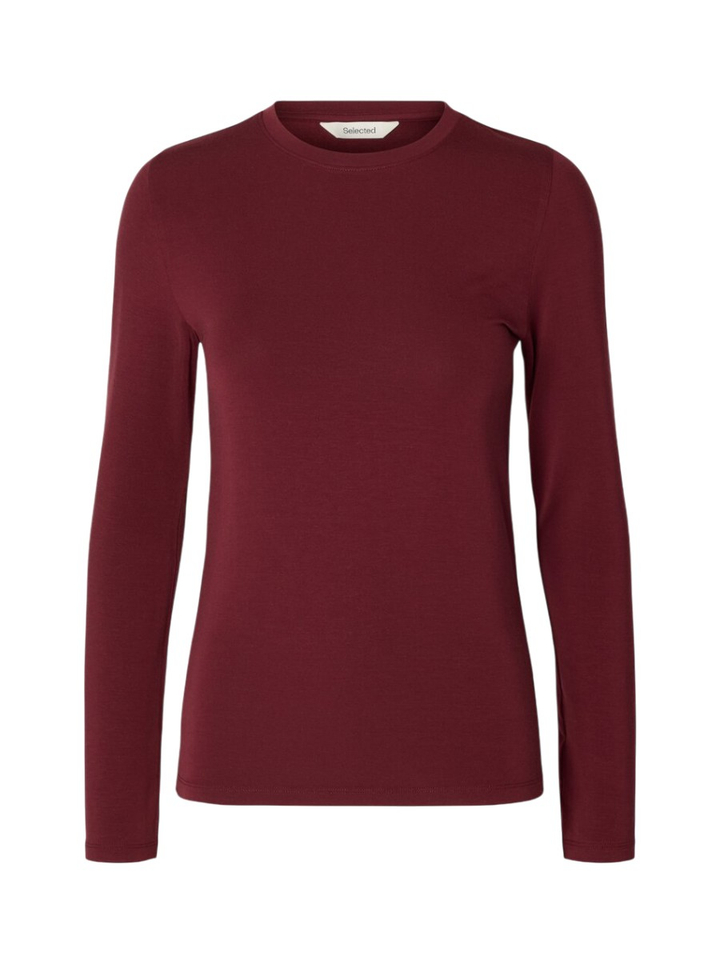 Bordeaux aansluitende T-shirt Selected