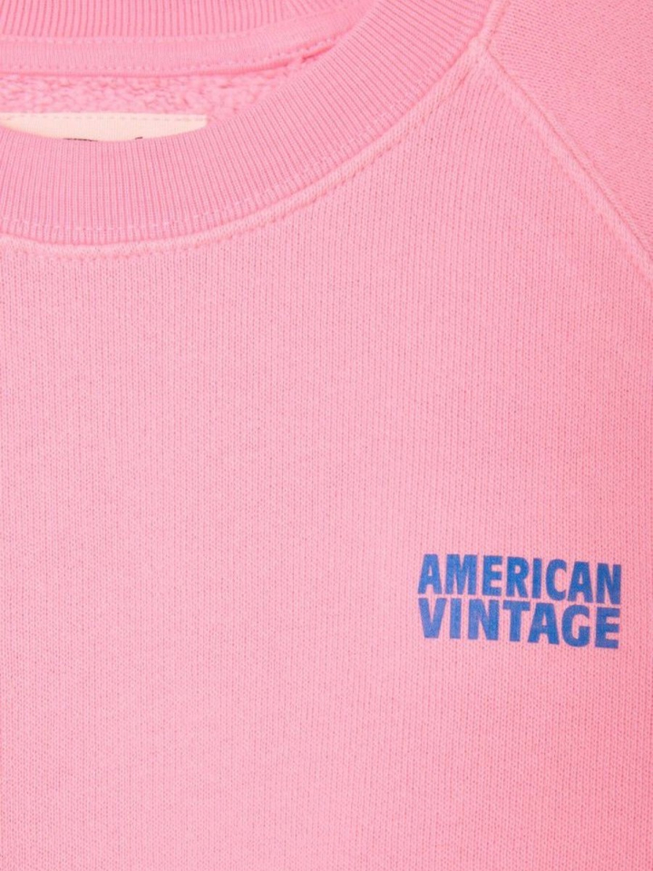 Suikerspinroze katoenen sweater met ronde hals American Vintage