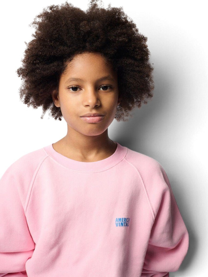 Suikerspinroze katoenen sweater met ronde hals American Vintage