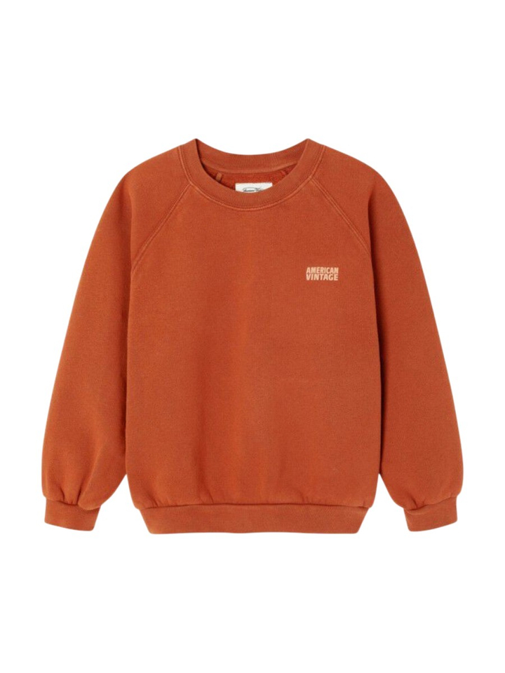 Roestkleurige katoenen sweater met ronde hals American Vintage