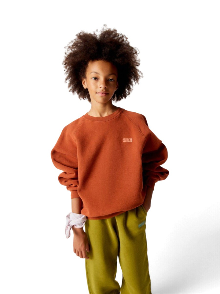 Roestkleurige katoenen sweater met ronde hals American Vintage