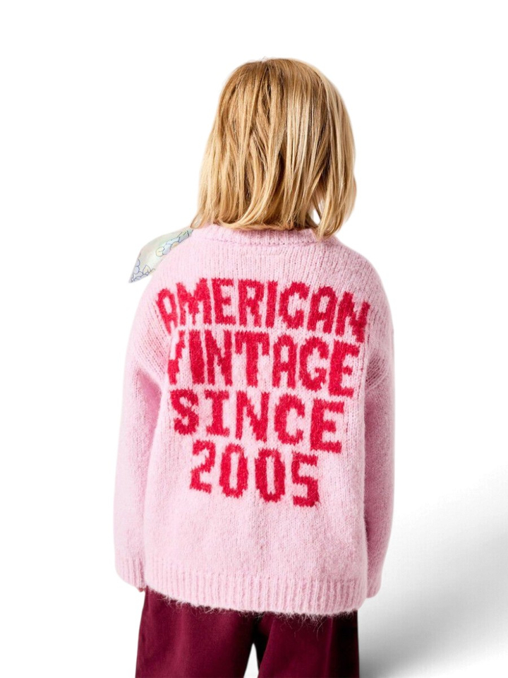 Roze trui met rugtekst en ronde hals American Vintage 