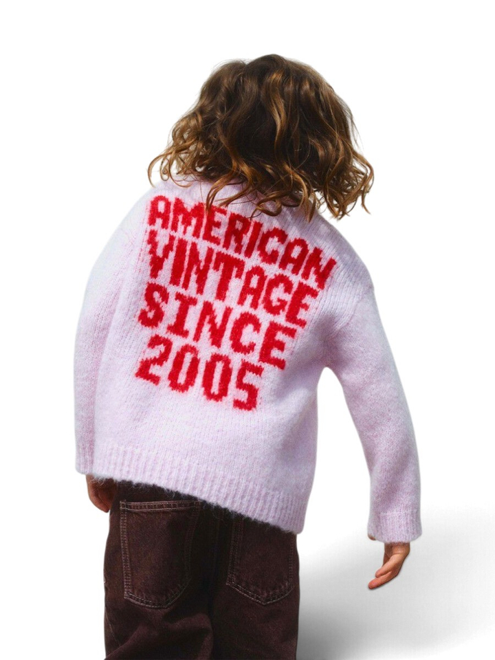 Roze trui met rugtekst en ronde hals American Vintage 