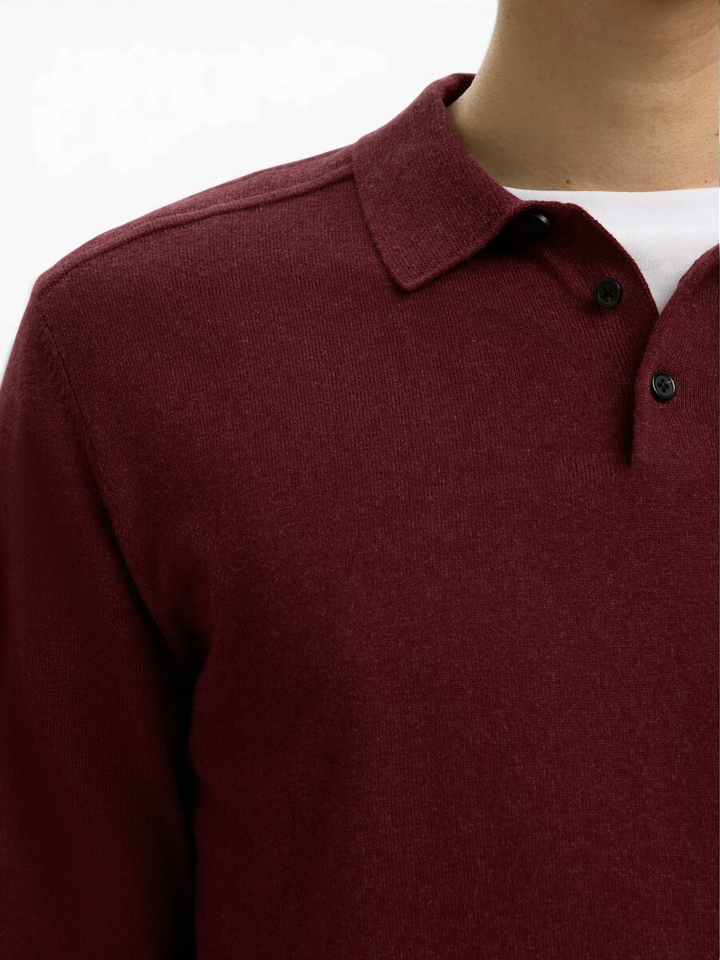 Bordeaux polo met lange mouwen Selected