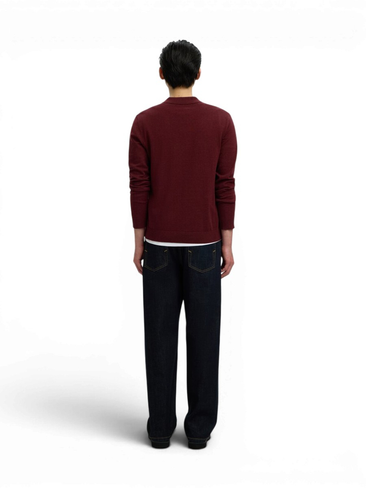 Bordeaux polo met lange mouwen Selected