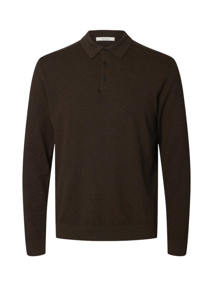 Donkerbruine polo met lange mouwen Selected