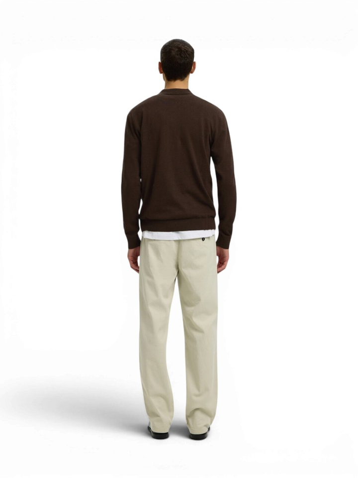 Donkerbruine polo met lange mouwen Selected