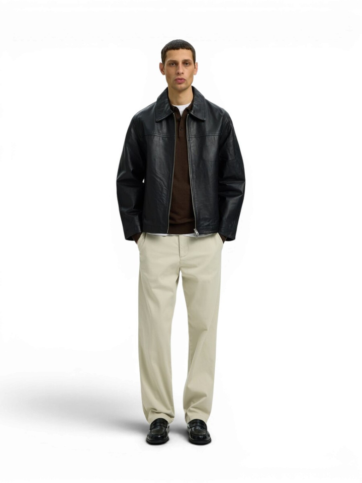Donkerbruine polo met lange mouwen Selected