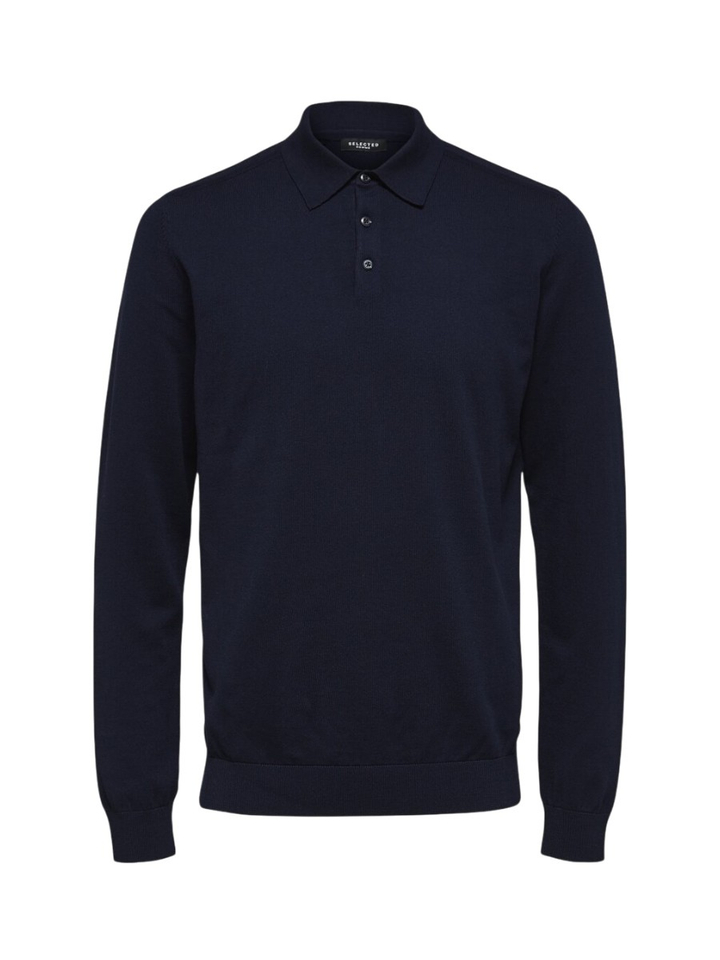Navy Blazer/Melange polo met lange mouwen Selected