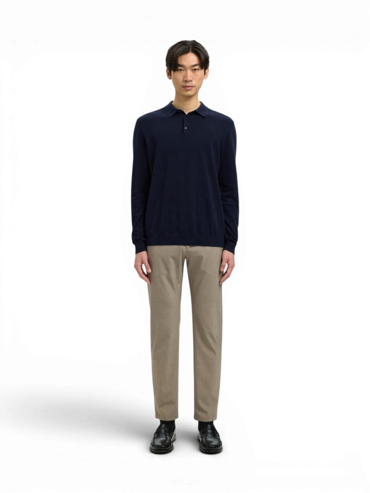 Navy Blazer/Melange polo met lange mouwen Selected