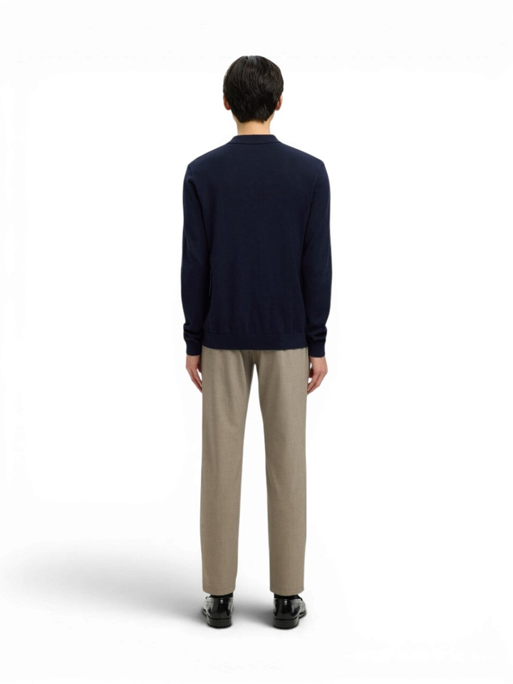 Navy Blazer/Melange polo met lange mouwen Selected