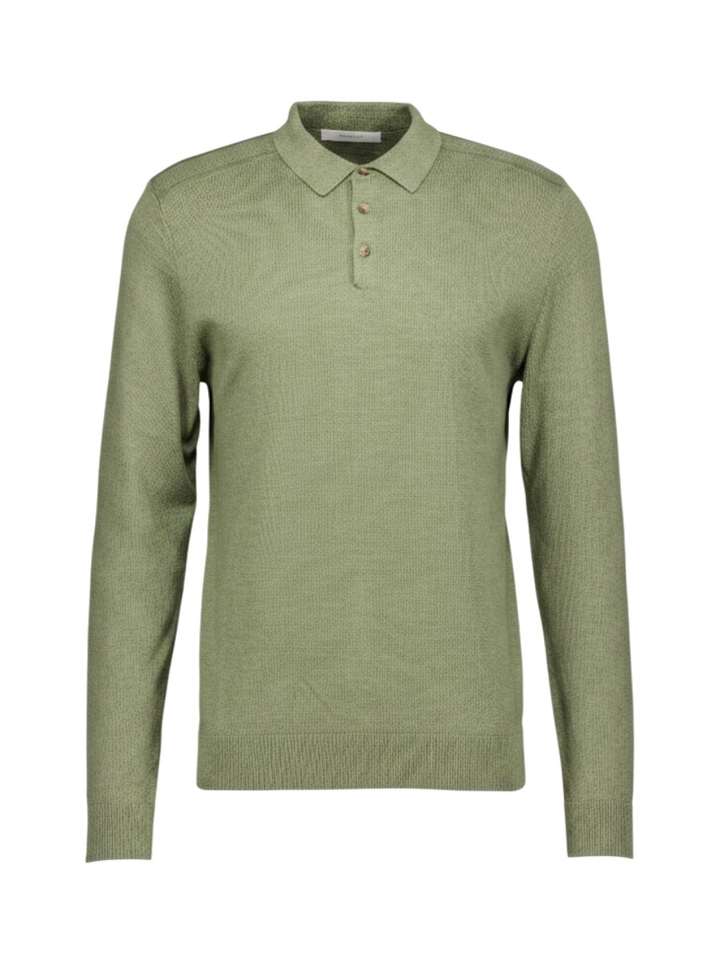 Kalamata/Melange polo met lange mouwen Selected