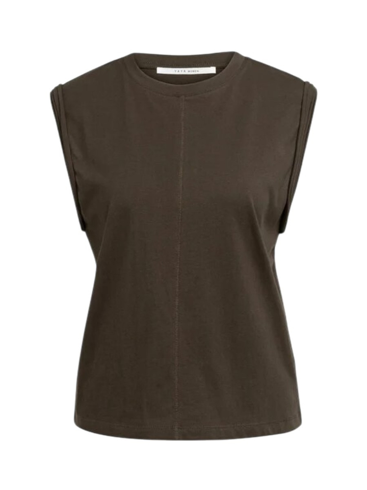 Bruine mouwloze top met subtiele mouwdetails YAYA