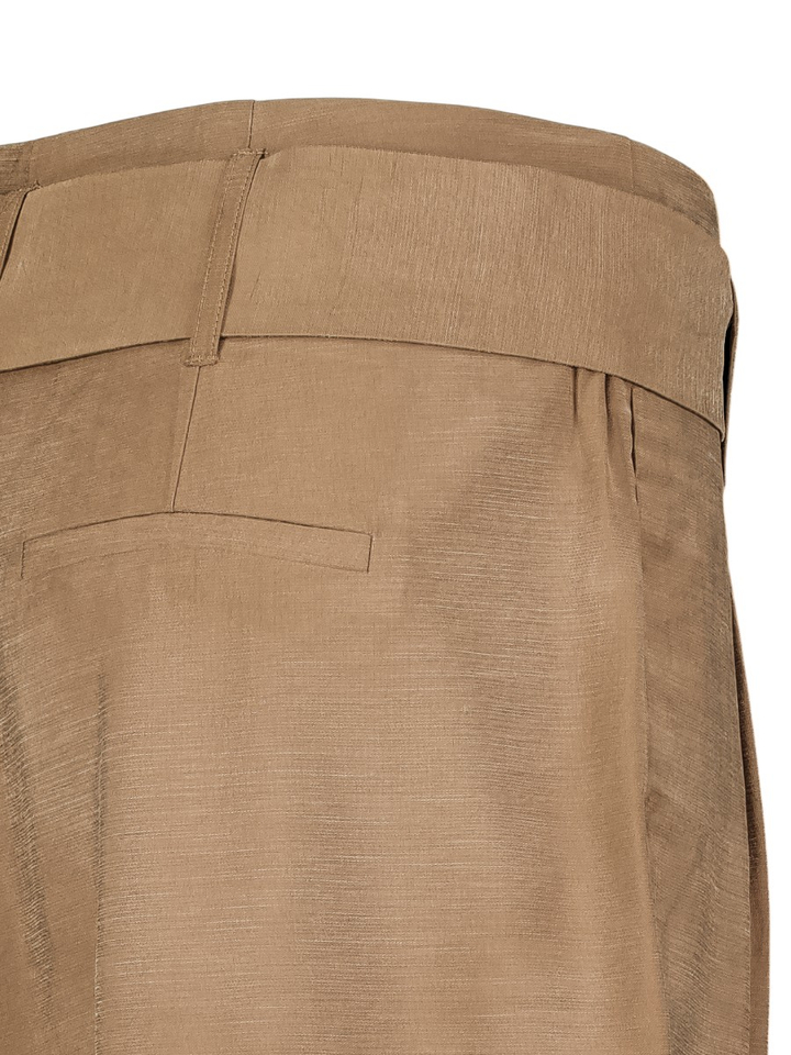 Bruine high-waist broek met rechte pijpen en sjaalceintuur Yaya
