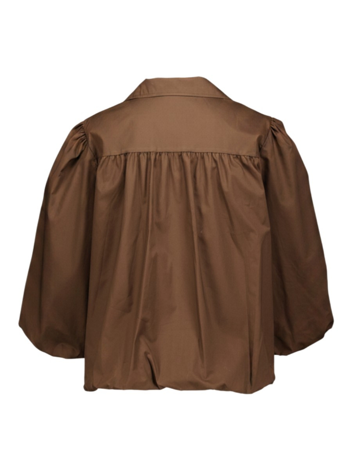 Bruine katoenen bloes Canlotte Black Rose