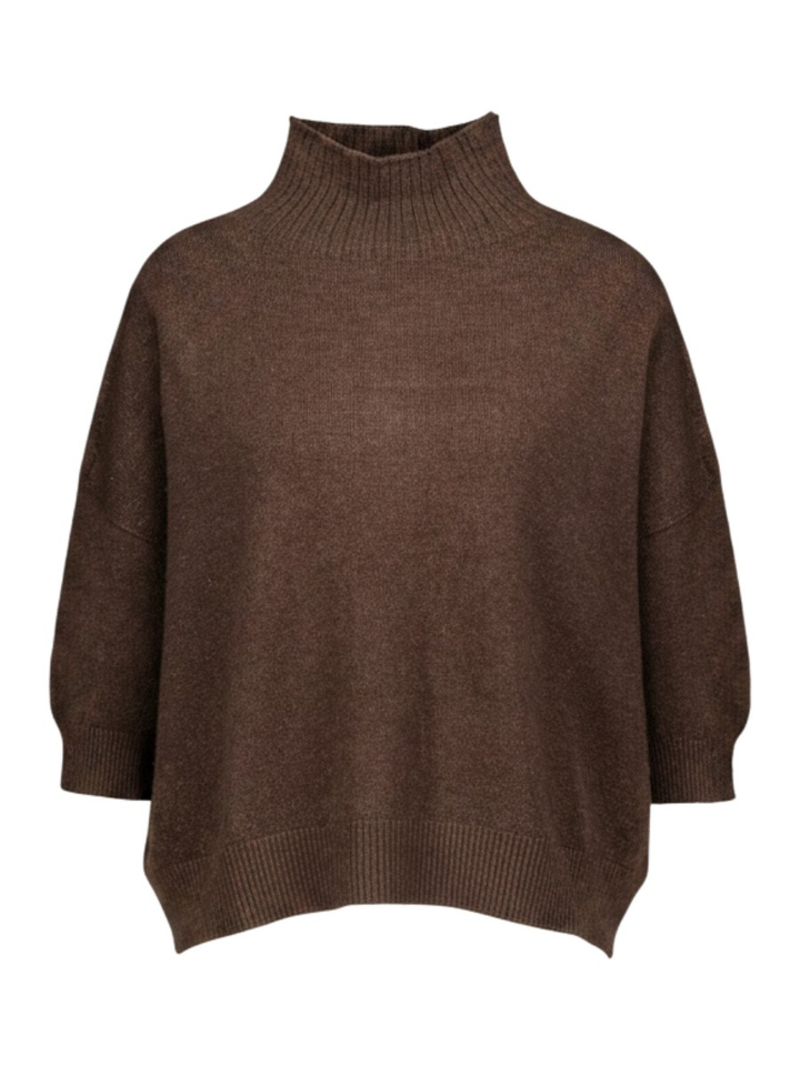 Bruine trui met opstaande kraag Pull Anisa Black Rose