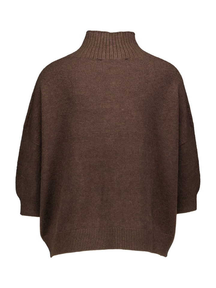 Bruine trui met opstaande kraag Pull Anisa Black Rose