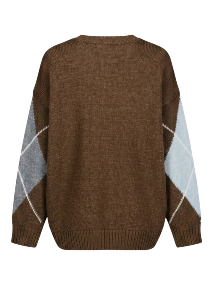 Bruine trui met ruiten Pull Landro Black Rose