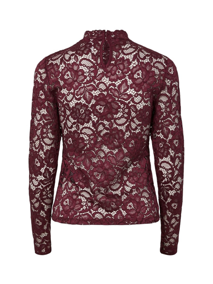 Bordeaux kleurige T-shirt in kant Yaslacey Y.A.S