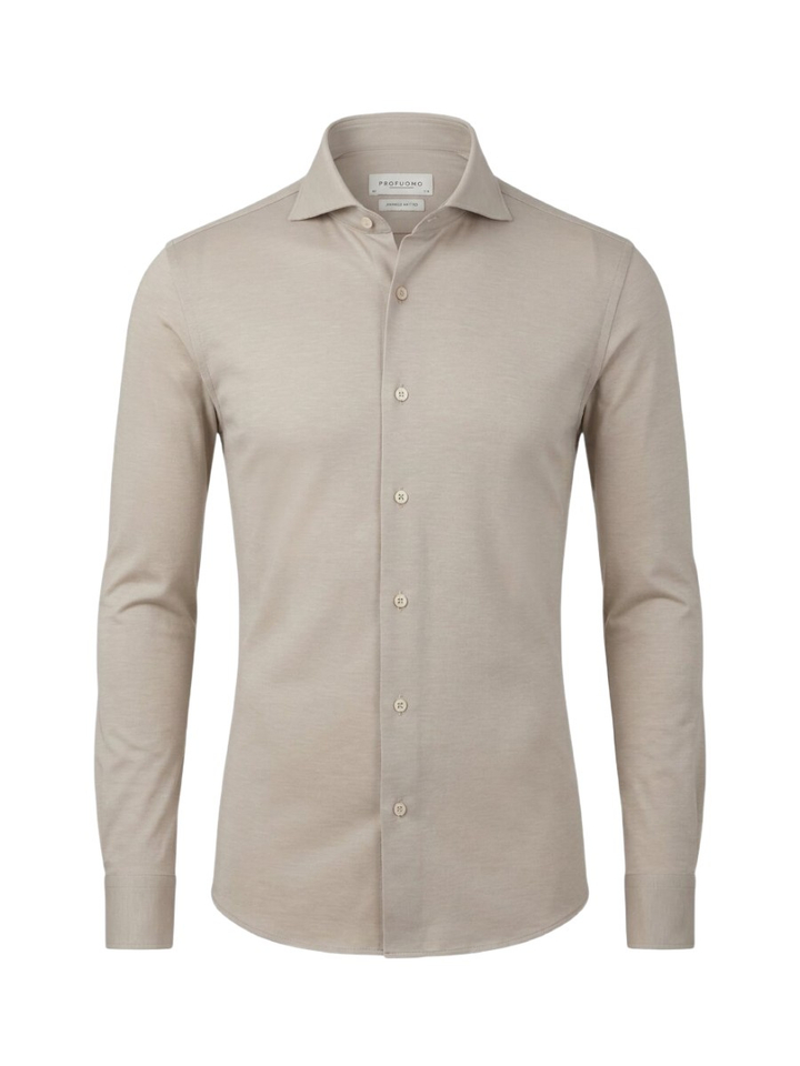 Beig katoenen hemd ( slim fit ) met lange mouwen Profuomo Michaelis