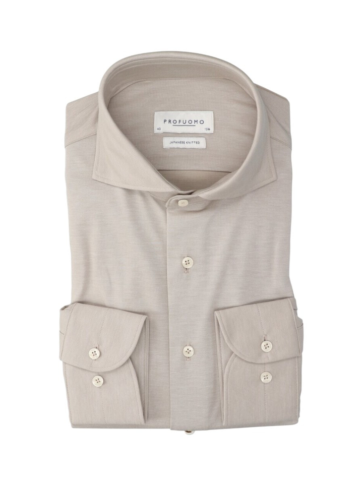 Beig katoenen hemd ( slim fit ) met lange mouwen Profuomo Michaelis