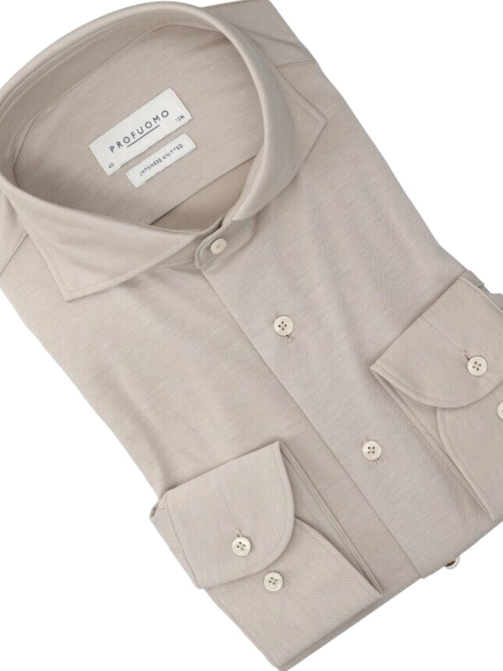 Beig katoenen hemd ( slim fit ) met lange mouwen Profuomo Michaelis