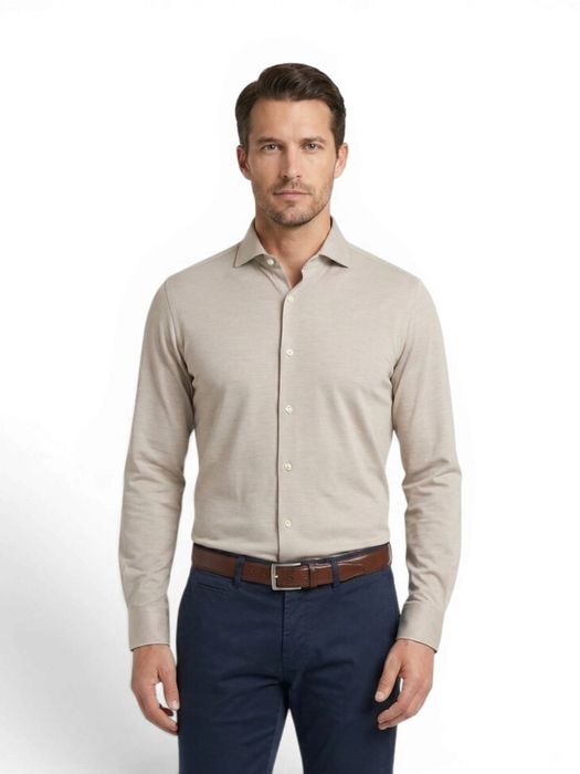 Beig katoenen hemd ( slim fit ) met lange mouwen Profuomo Michaelis